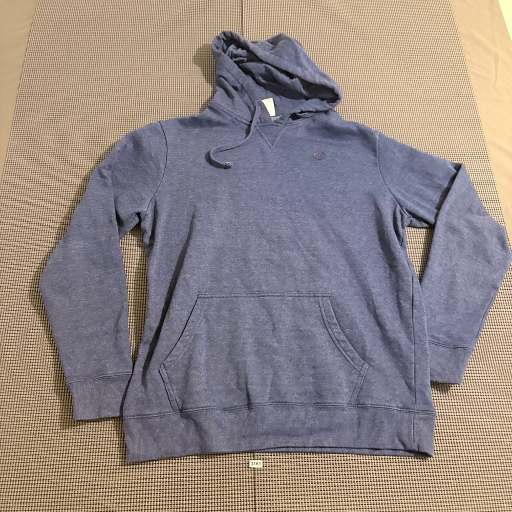 Champion Mens Blue Heathered Pullover Hoodie Size M